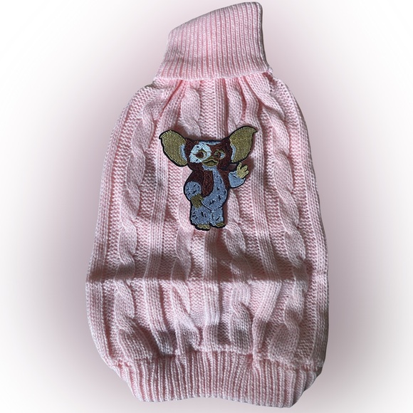 Gizmo gremlins movie pink dog sweater 80s pop turtleneck warm knit winter cute - Picture 2 of 3